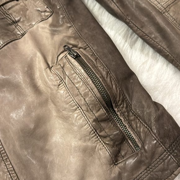 Cole Haan RARE Leather Lambskin gray/black distressed jacket men’s M pre-owned. - Picture 7 of 14